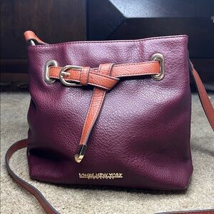 Jones New York Signature Charlotte Crossbody Maroon Brown Logo Purse